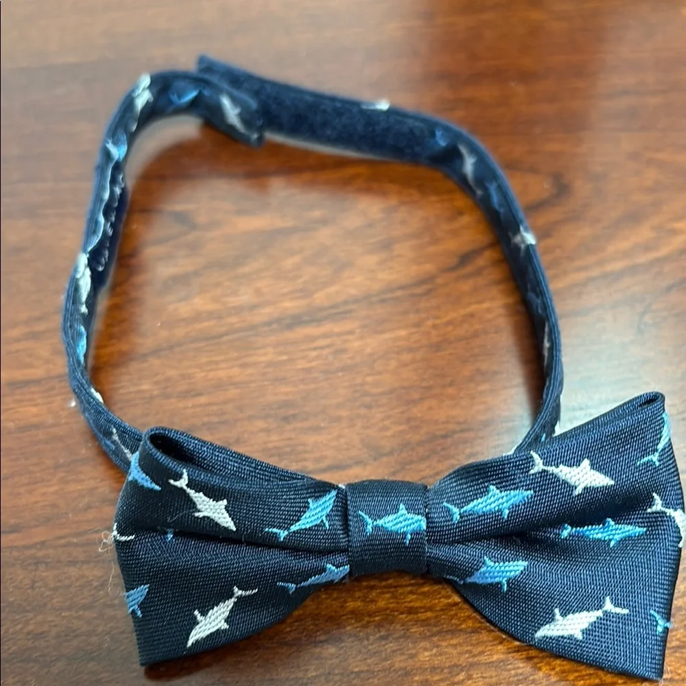 Kids Navy Shark Bow Tie